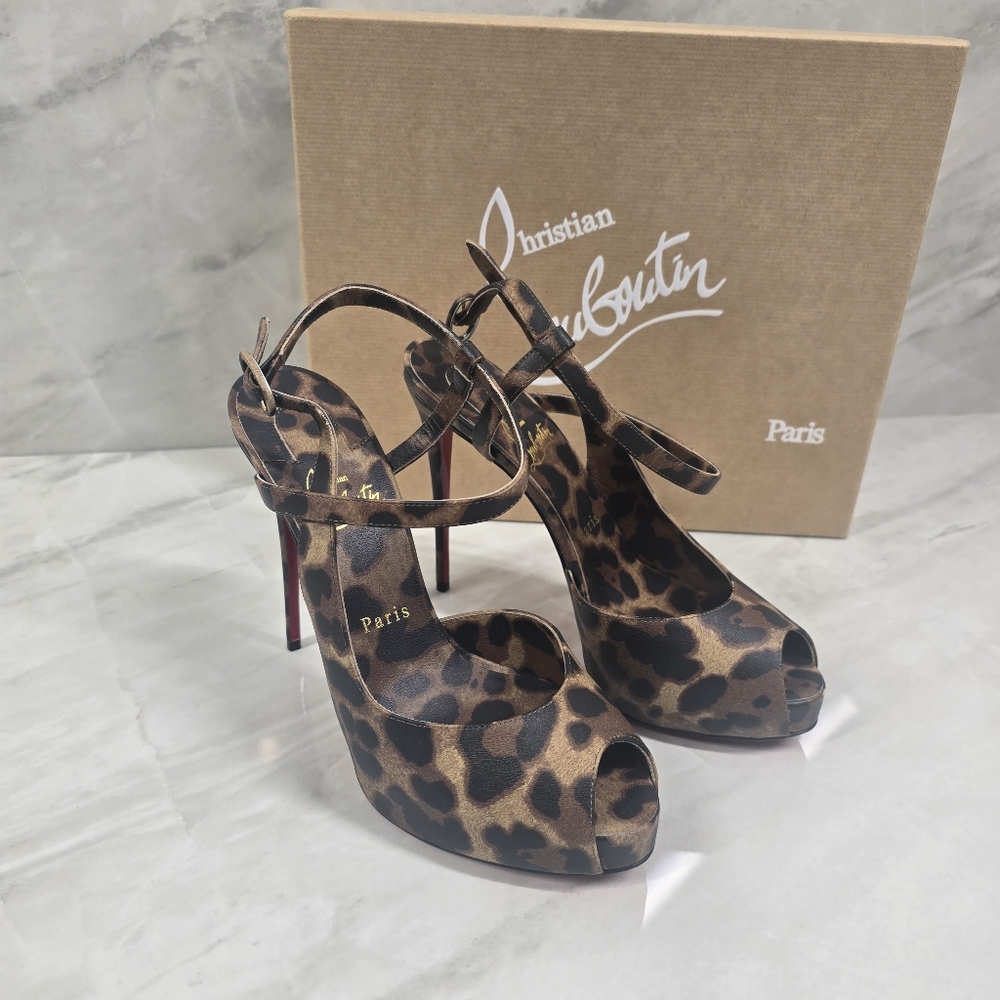 Christian Louboutin Leopard Print JenLove Heels - Picture 7 of 12